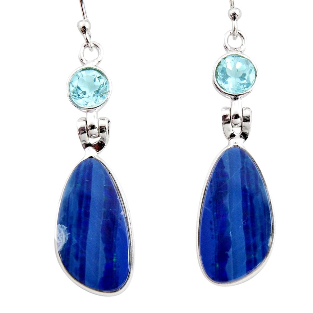 11.65cts natural blue doublet opal australian 925 silver dangle earrings r12232