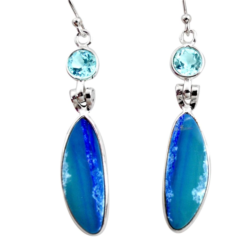 925 silver 11.08cts natural blue doublet opal australian dangle earrings r12237