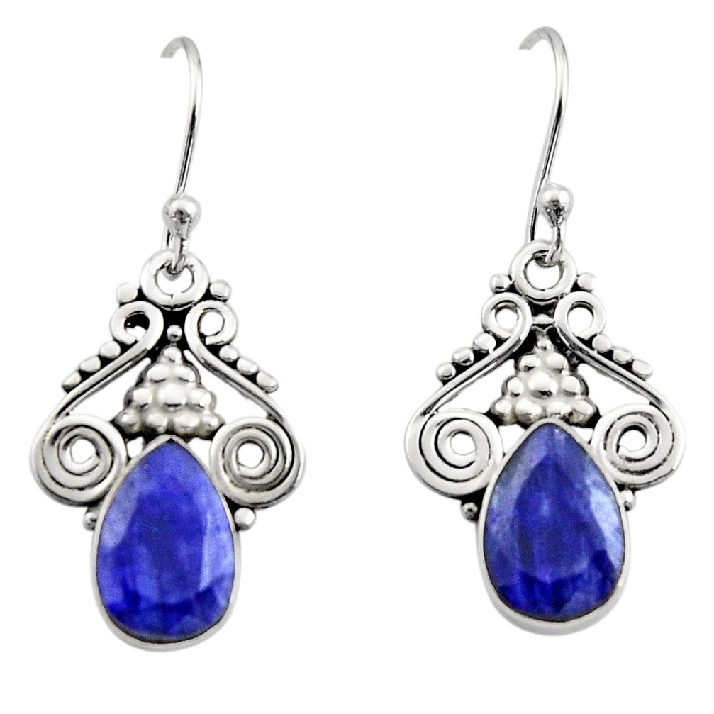 4.82cts natural blue sapphire 925 sterling silver dangle earrings jewelry r13341