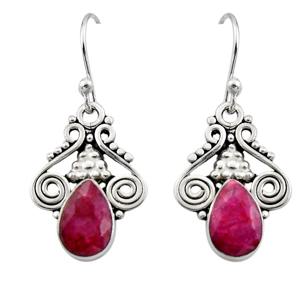 5.54cts natural red ruby 925 sterling silver dangle earrings jewelry r13347