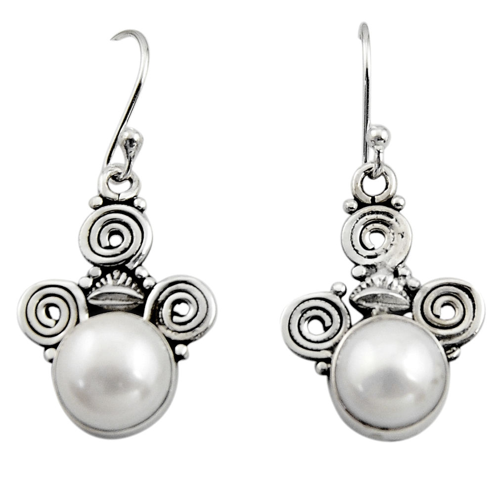 6.40cts natural white pearl 925 sterling silver dangle earrings jewelry r13358