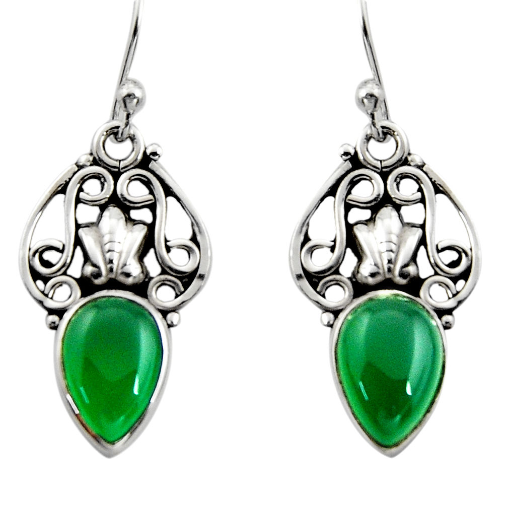 4.51cts natural green chalcedony 925 sterling silver dangle earrings r13363