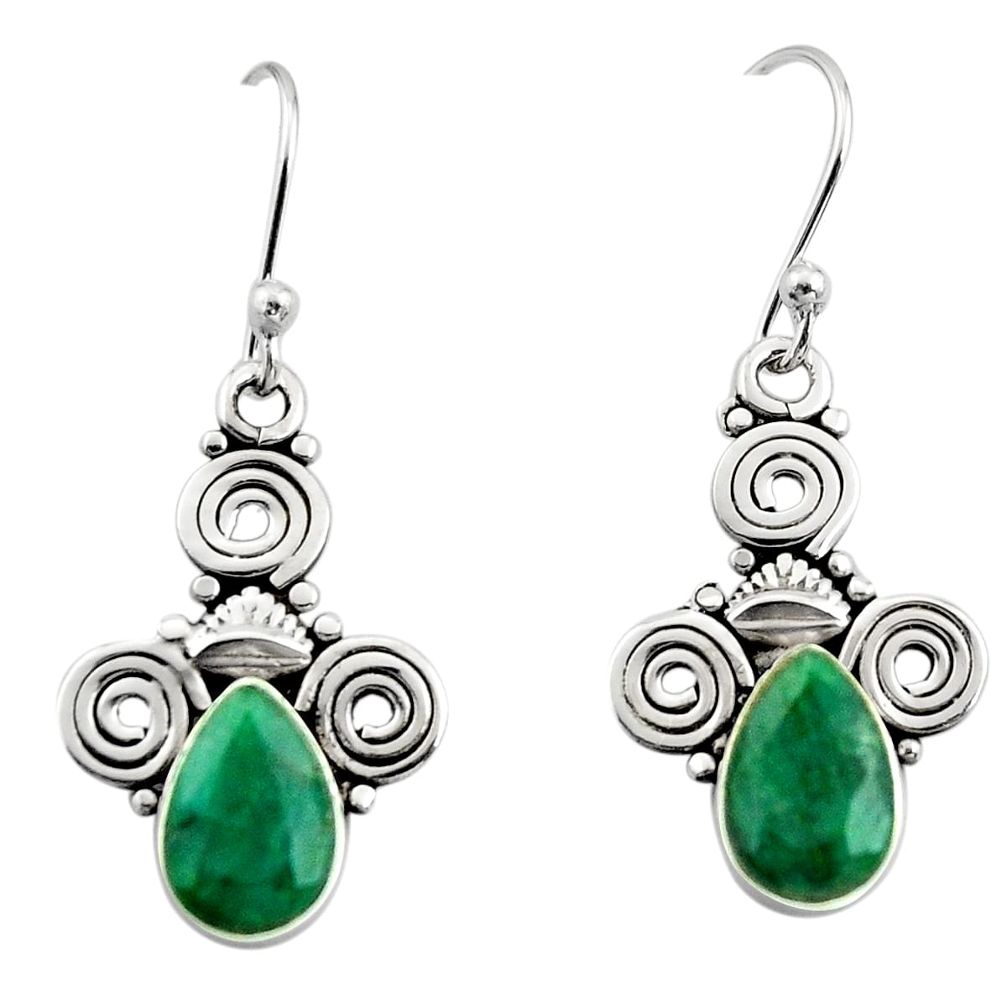 4.84cts natural green emerald 925 sterling silver dangle earrings jewelry r13370