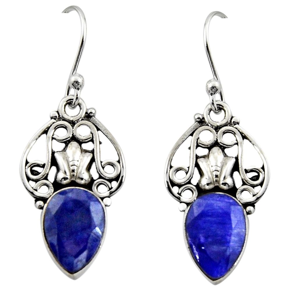 5.23cts natural blue sapphire 925 sterling silver dangle earrings jewelry r13371