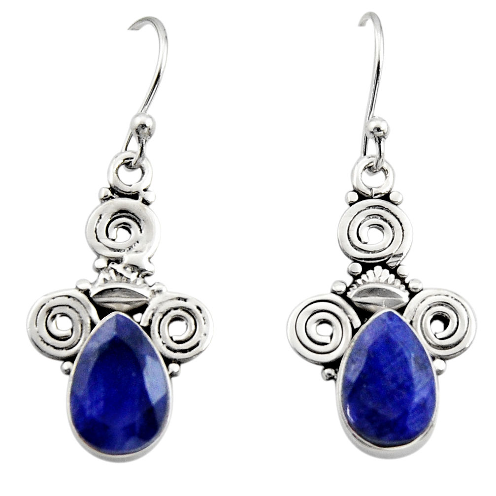 925 sterling silver 5.11cts natural blue sapphire dangle earrings jewelry r13373