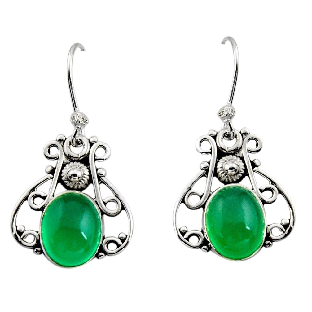 6.22cts natural green chalcedony 925 sterling silver dangle earrings r13374