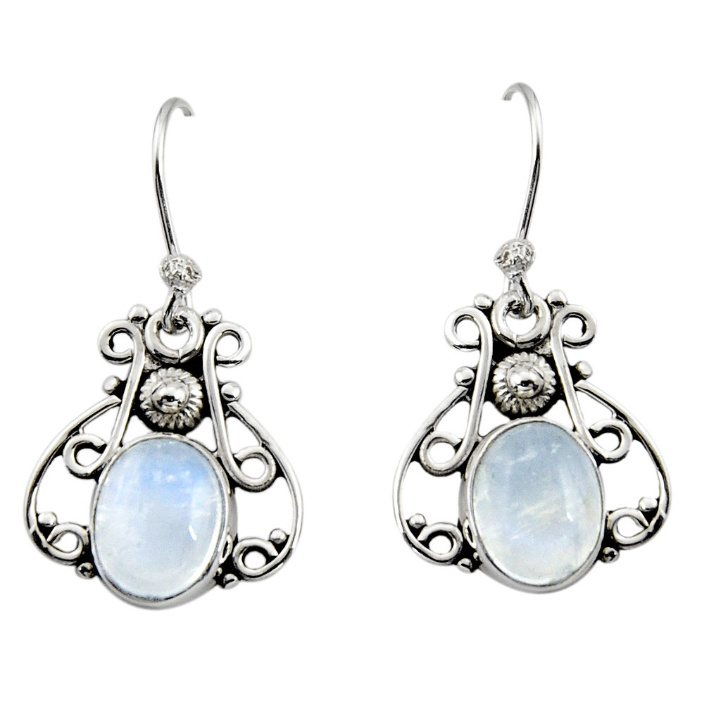 925 sterling silver 5.17cts natural rainbow moonstone dangle earrings r13380