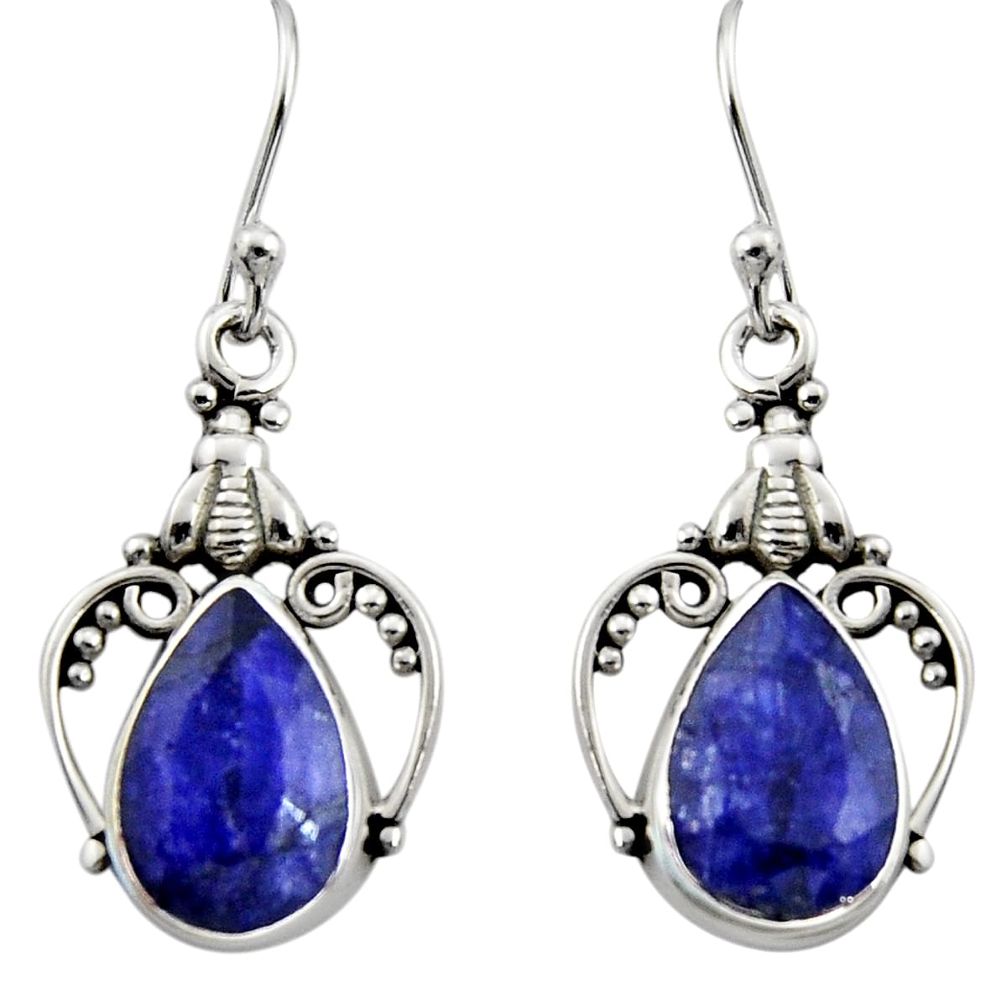 8.44cts natural blue sapphire 925 sterling silver dangle earrings jewelry r13383