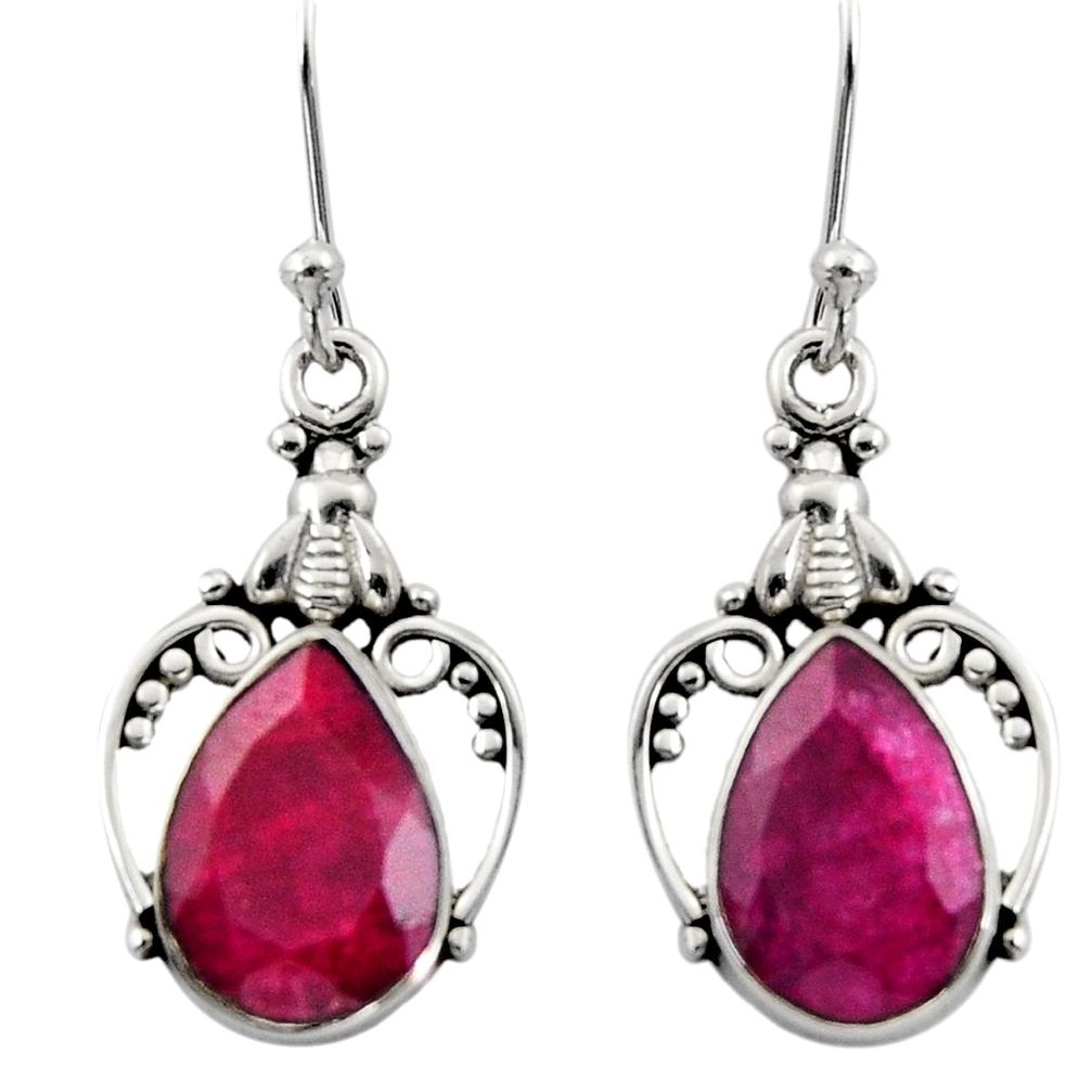 8.03cts natural red ruby 925 sterling silver dangle earrings jewelry r13386