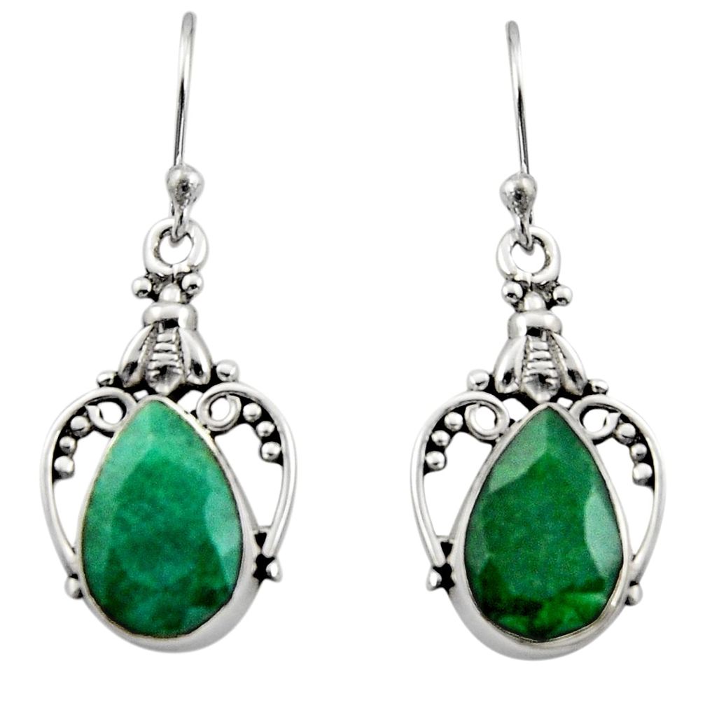 8.06cts natural green emerald 925 sterling silver dangle earrings jewelry r13387