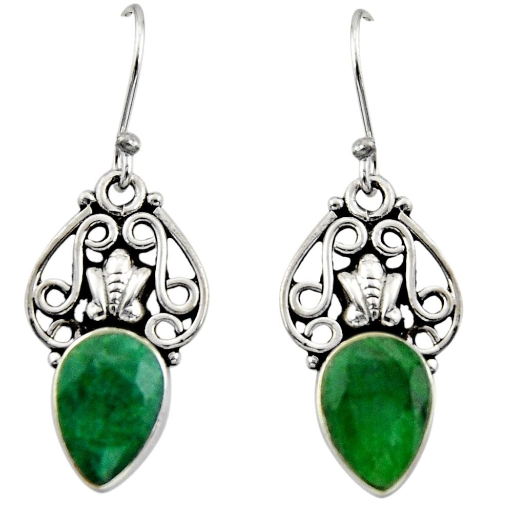 4.52cts natural green emerald 925 sterling silver dangle earrings jewelry r13392
