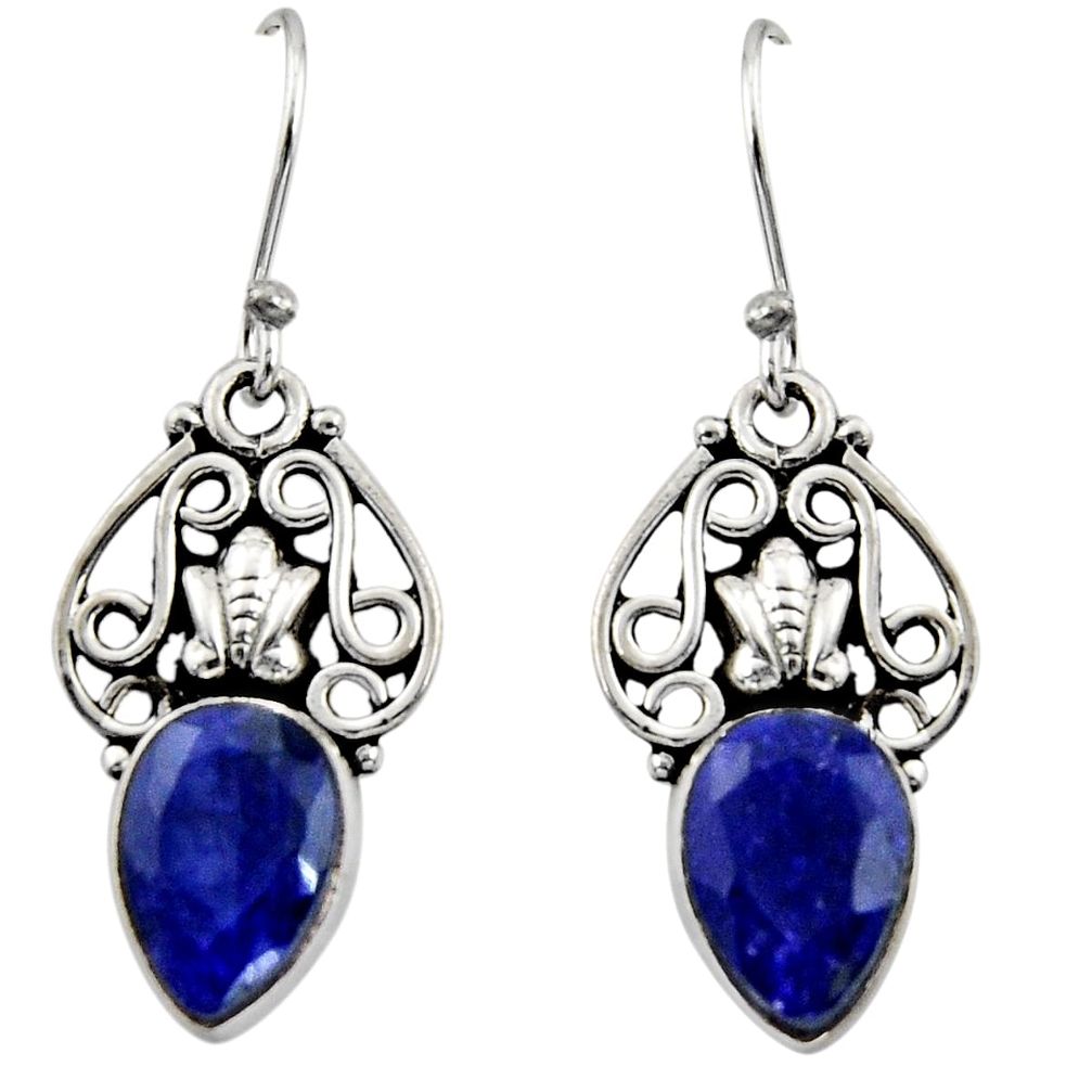 5.23cts natural blue sapphire 925 sterling silver dangle earrings jewelry r13396