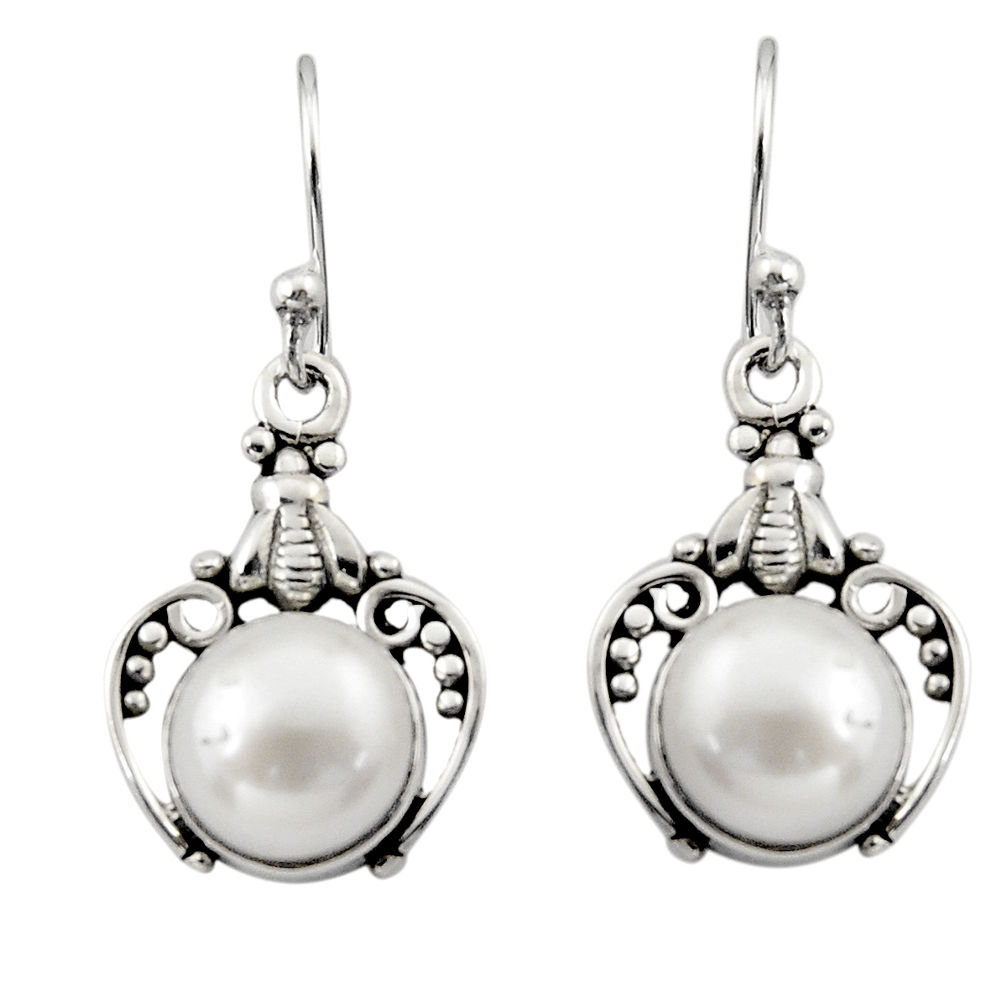 6.43cts natural white pearl 925 sterling silver dangle earrings jewelry r13397