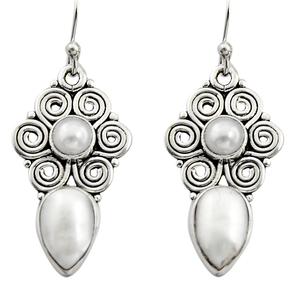 7.24cts natural white pearl 925 sterling silver dangle earrings jewelry r13405