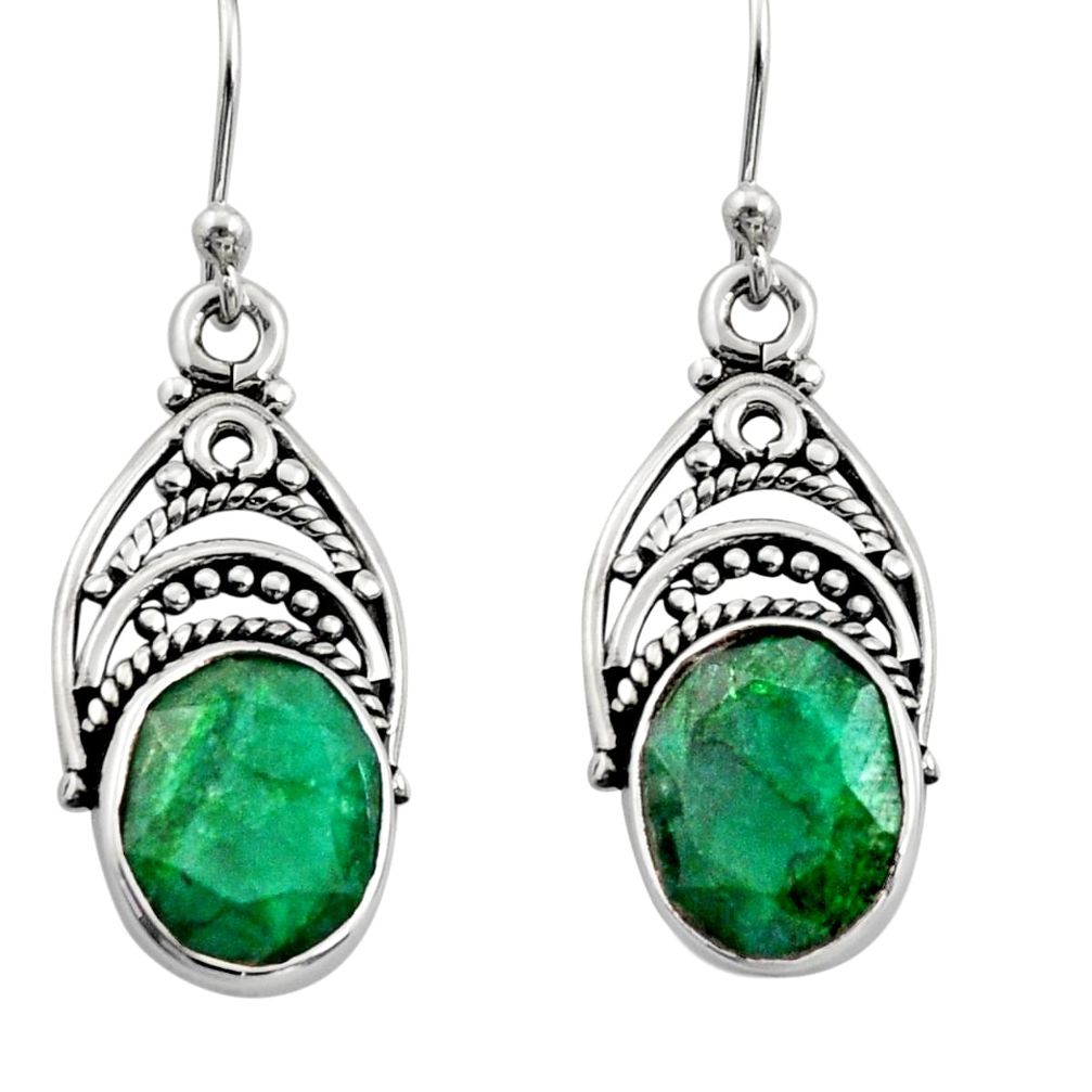 8.55cts natural green emerald 925 sterling silver dangle earrings jewelry r13422