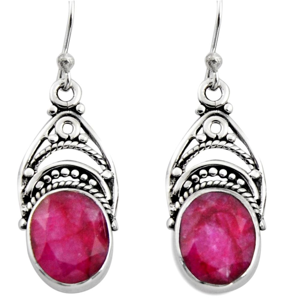 8.55cts natural red ruby 925 sterling silver dangle earrings jewelry r13423