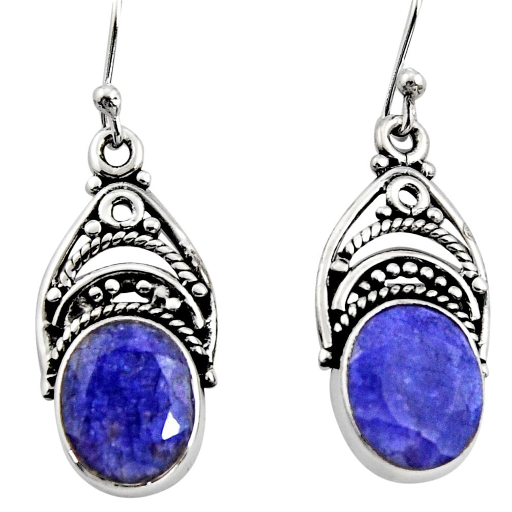 8.31cts natural blue sapphire 925 sterling silver dangle earrings jewelry r13425