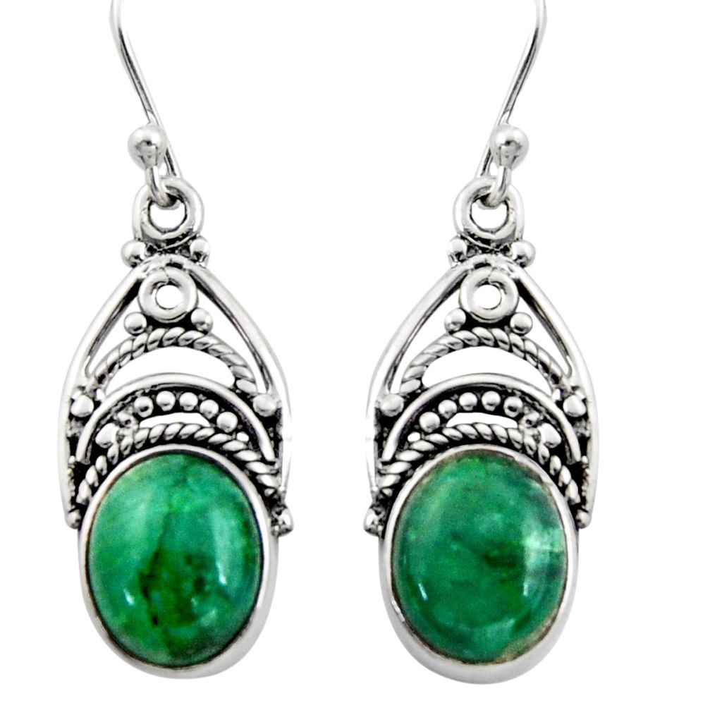 8.42cts natural green chrysocolla 925 sterling silver dangle earrings r13427