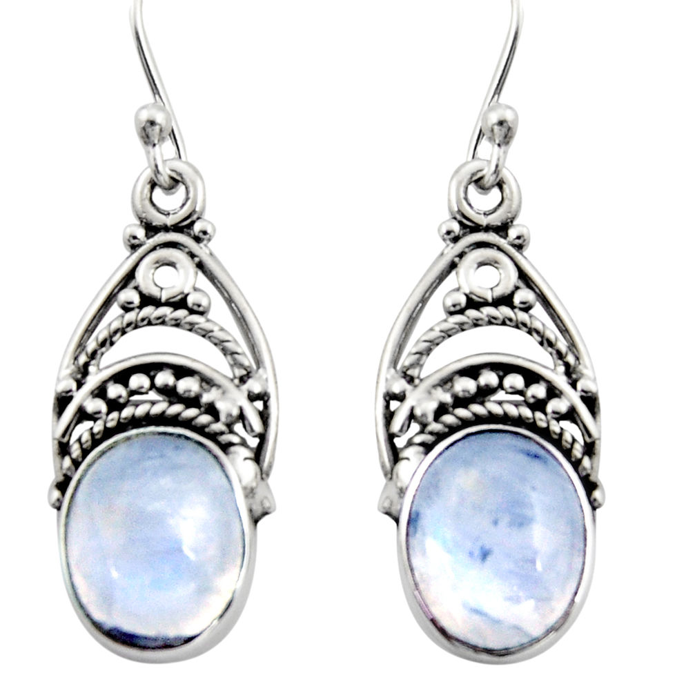 925 sterling silver 8.05cts natural rainbow moonstone dangle earrings r13428