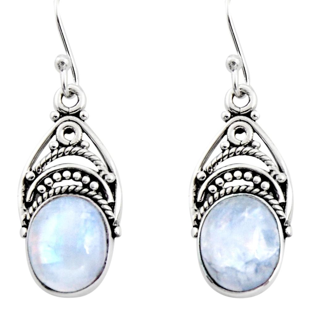 8.05cts natural rainbow moonstone 925 sterling silver dangle earrings r13429