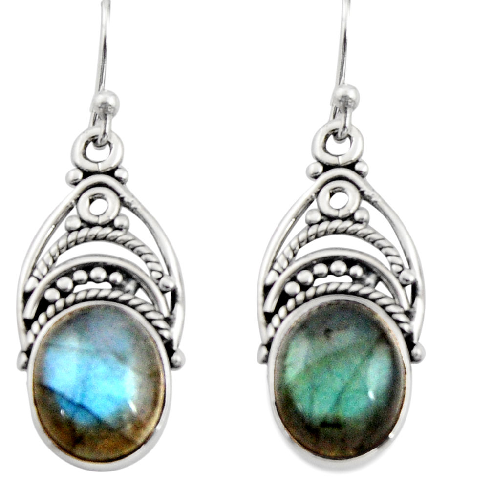 8.43cts natural blue labradorite 925 sterling silver dangle earrings r13430