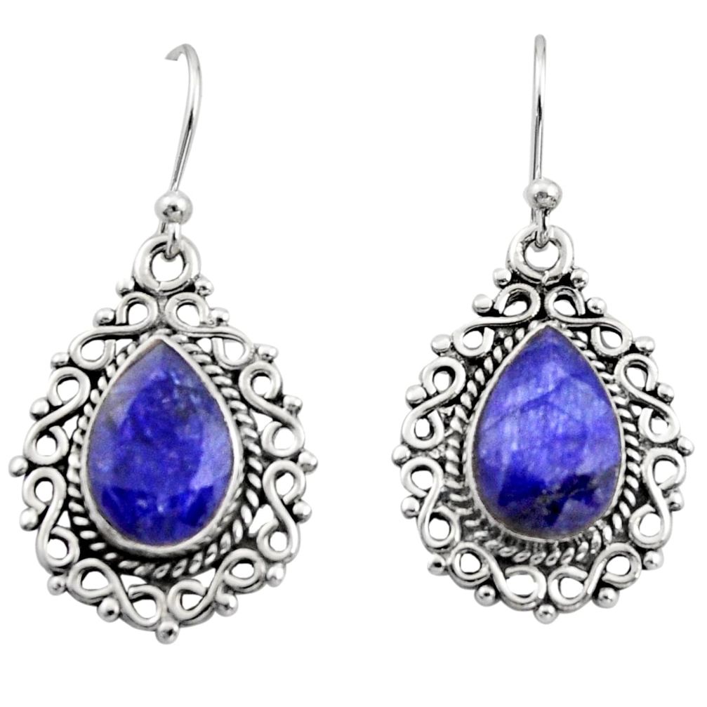 9.09cts natural blue sapphire 925 sterling silver dangle earrings jewelry r13431