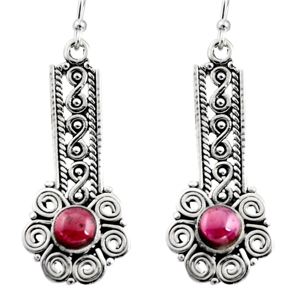 2.85cts natural red garnet 925 sterling silver dangle earrings jewelry r13441