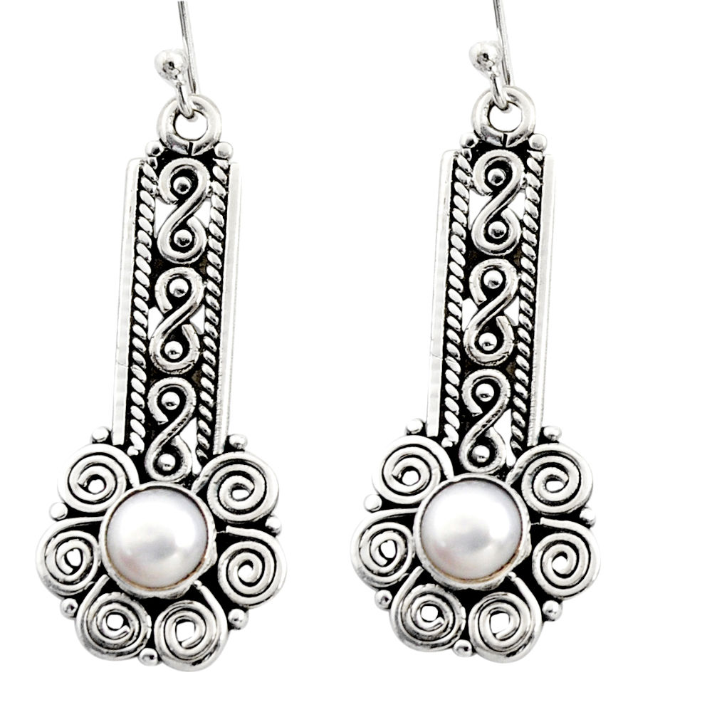 2.85cts natural white pearl 925 sterling silver dangle earrings jewelry r13443