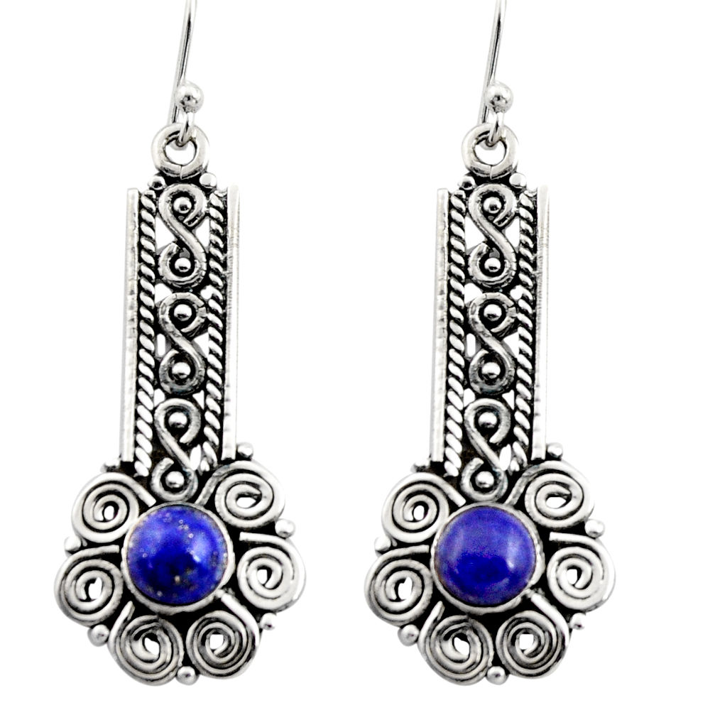 2.84cts natural blue lapis lazuli 925 sterling silver dangle earrings r13445