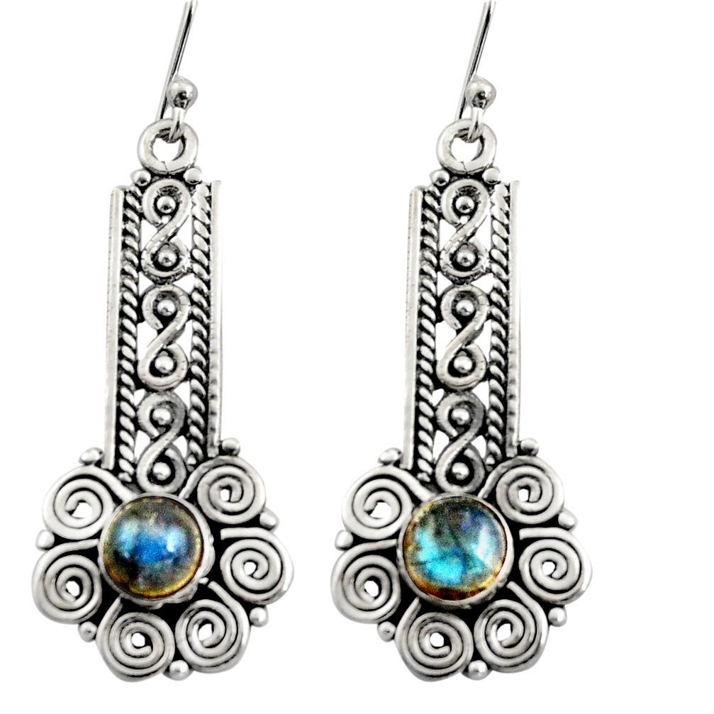 2.85cts natural blue labradorite 925 sterling silver dangle earrings r13449