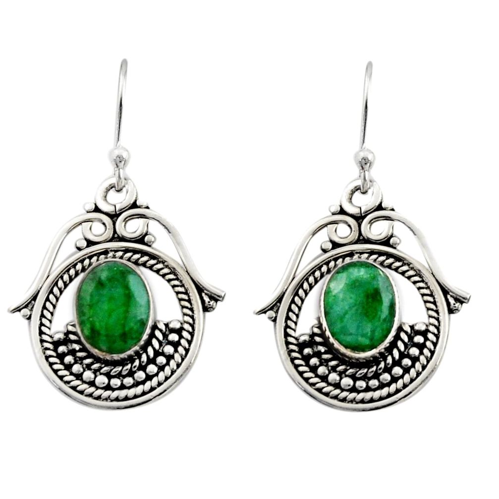 925 sterling silver 4.03cts natural green emerald earrings jewelry r13464