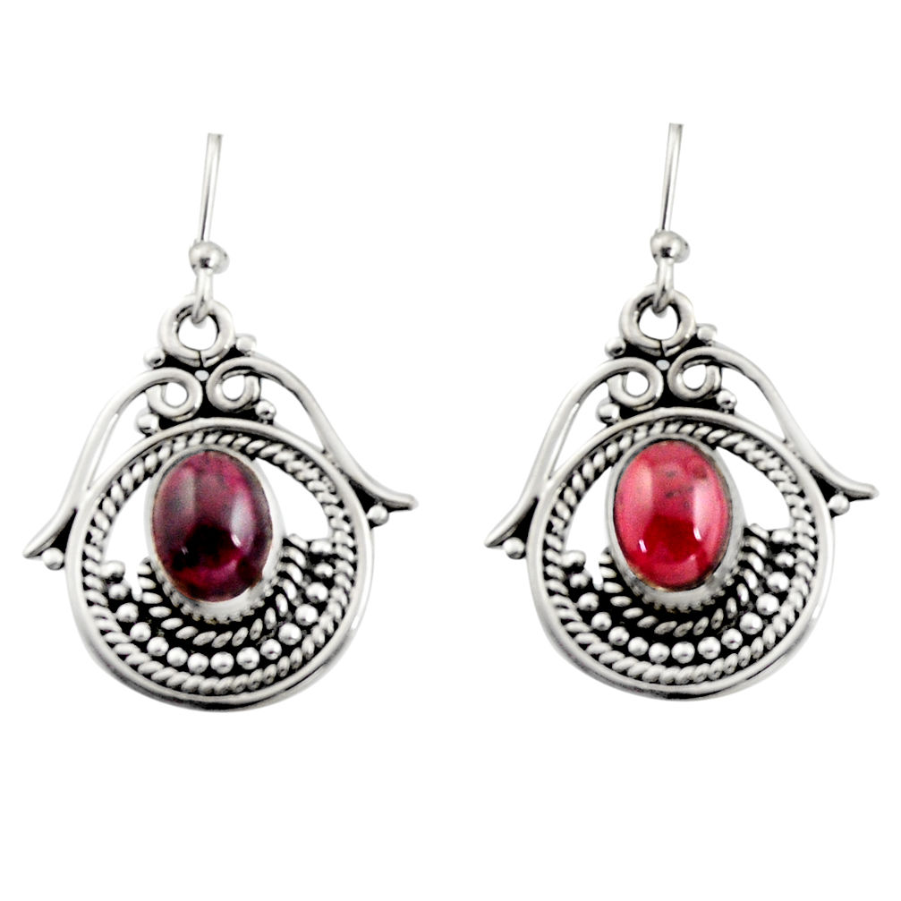 4.46cts natural red garnet 925 sterling silver earrings jewelry r13465