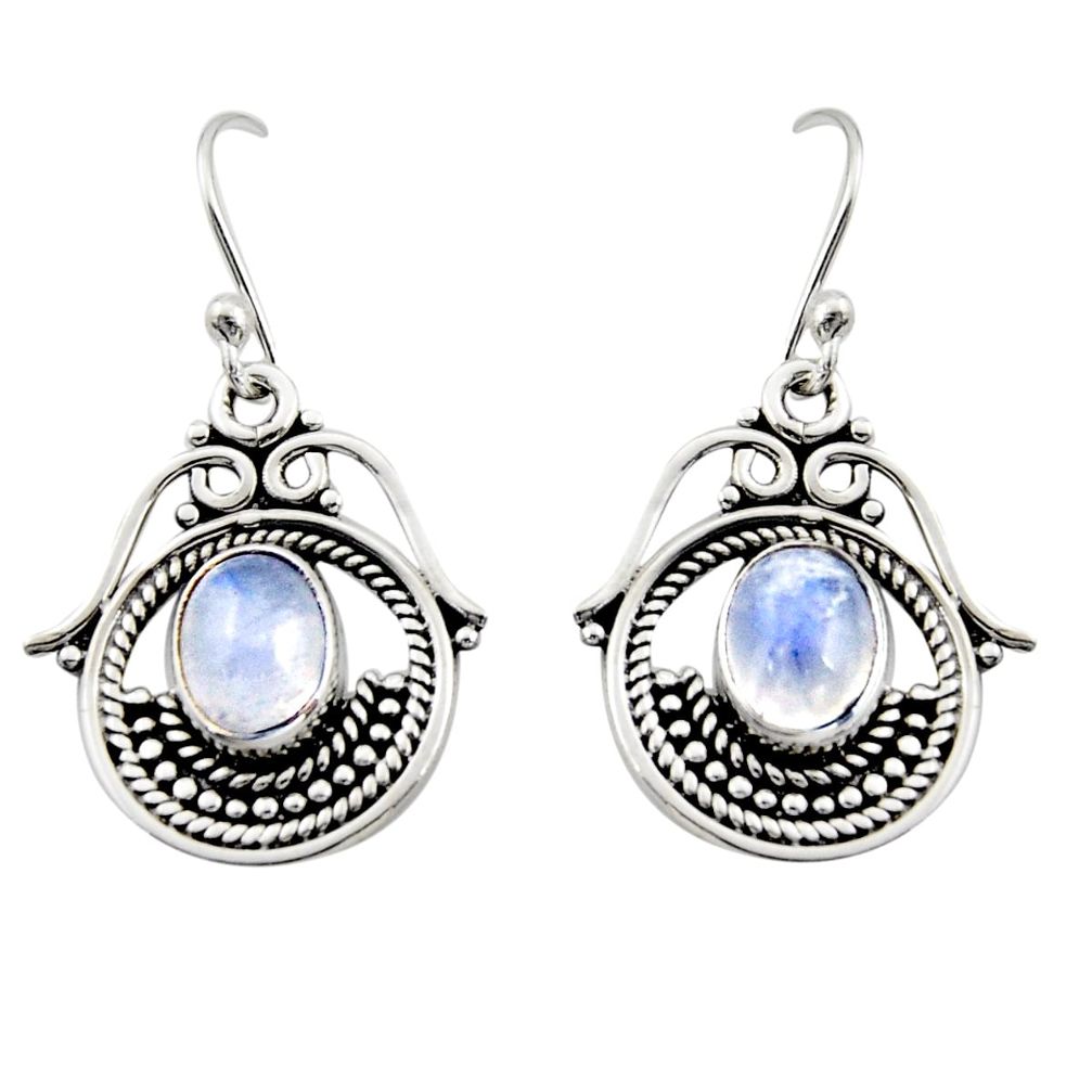 4.46cts natural rainbow moonstone 925 sterling silver earrings jewelry r13466