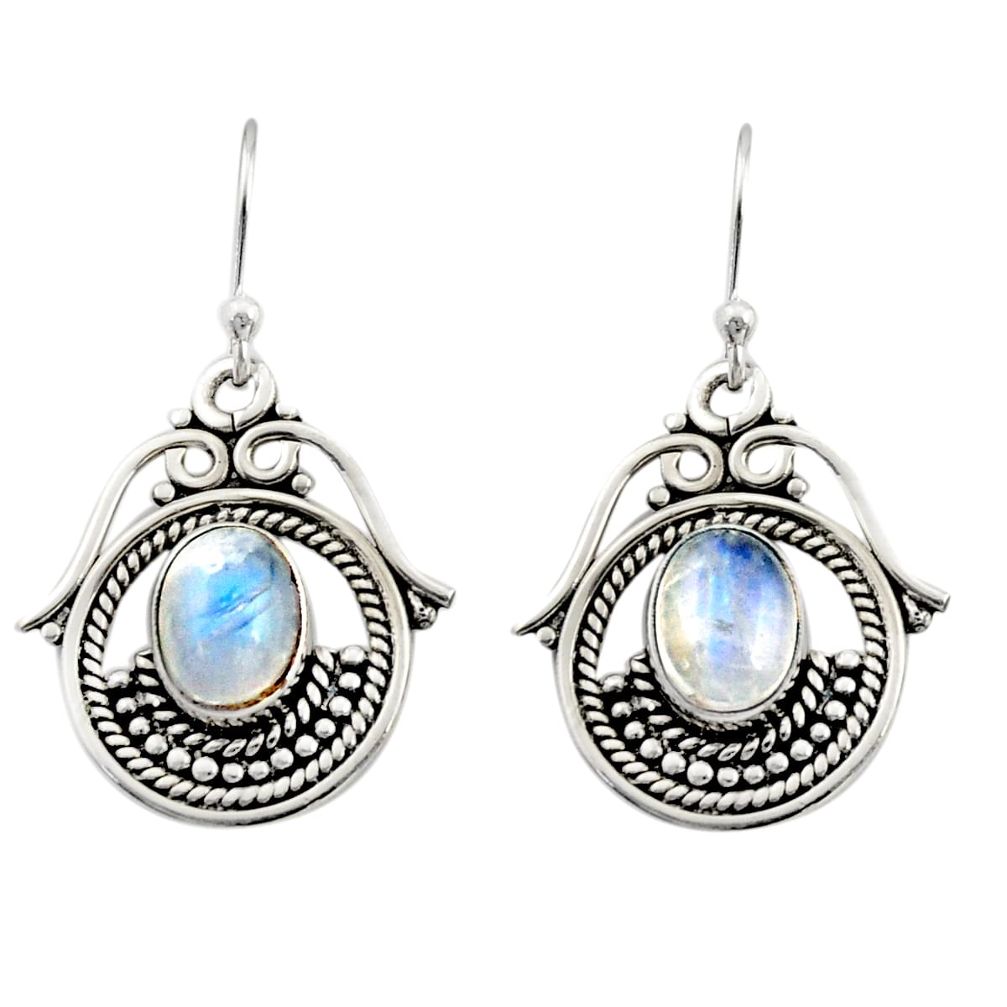 925 sterling silver 4.51cts natural rainbow moonstone earrings jewelry r13468
