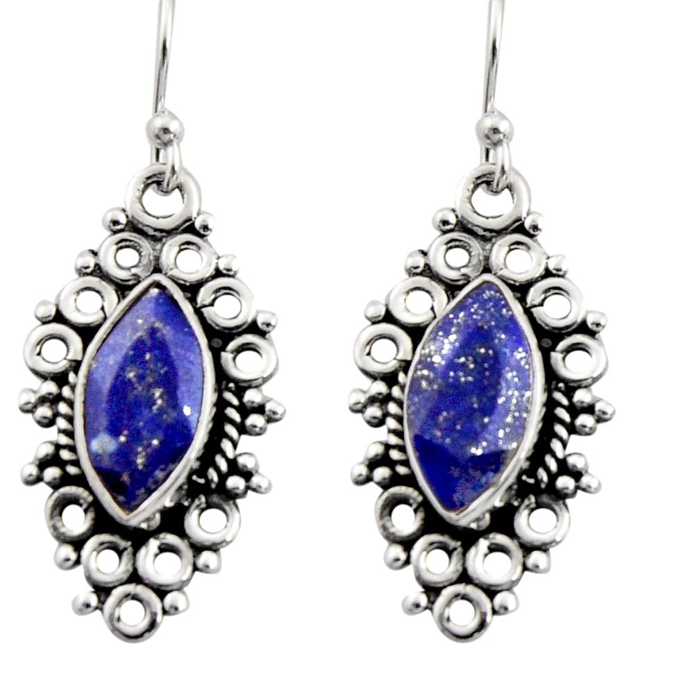 9.86cts natural blue lapis lazuli 925 sterling silver earrings jewelry r13476