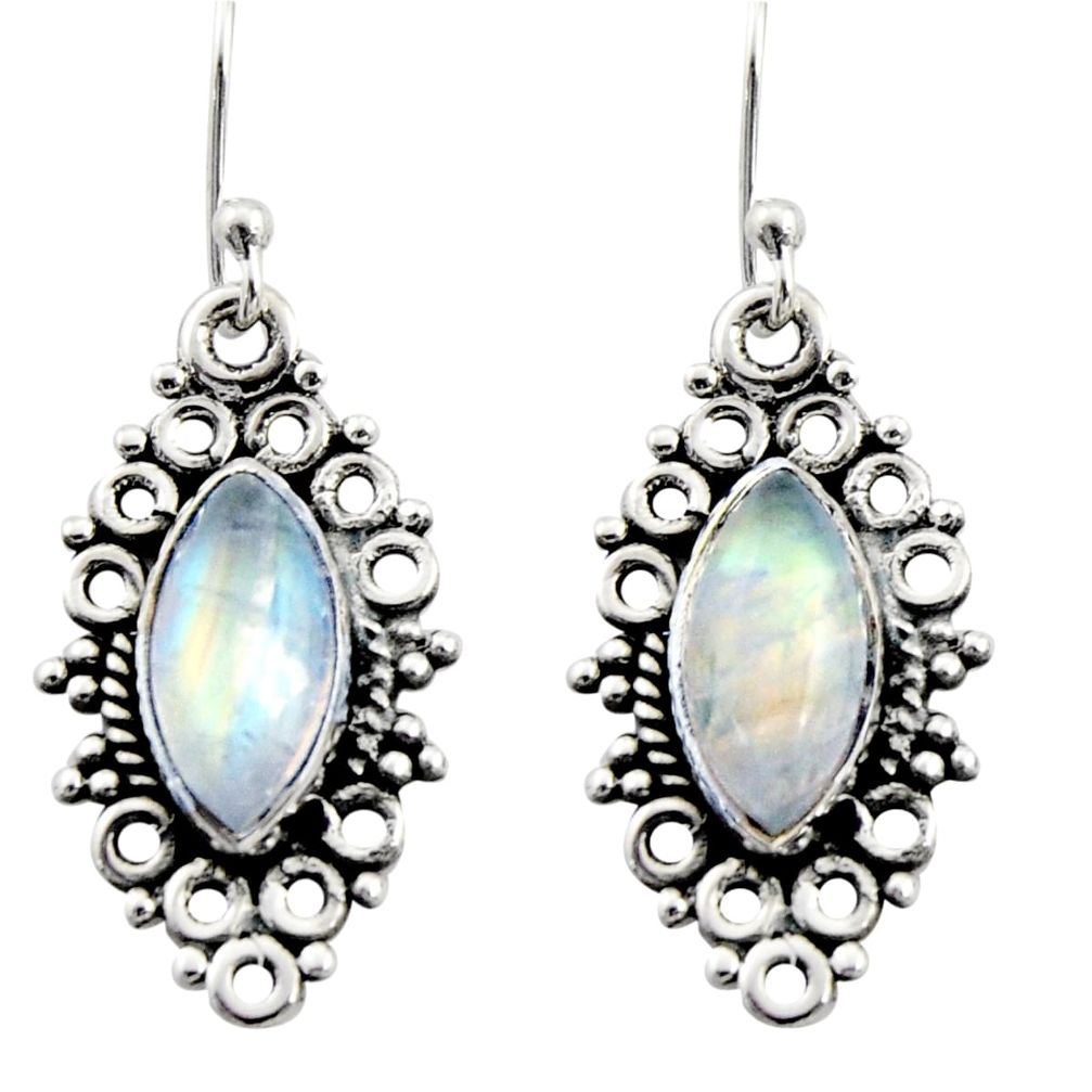 9.83cts natural rainbow moonstone 925 sterling silver earrings jewelry r13477