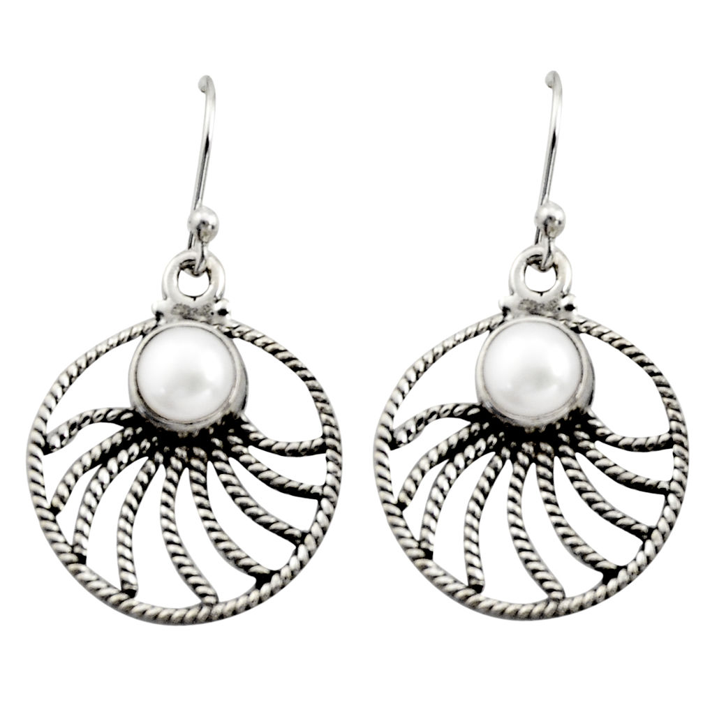 2.72cts natural white pearl 925 sterling silver dangle earrings jewelry r13481