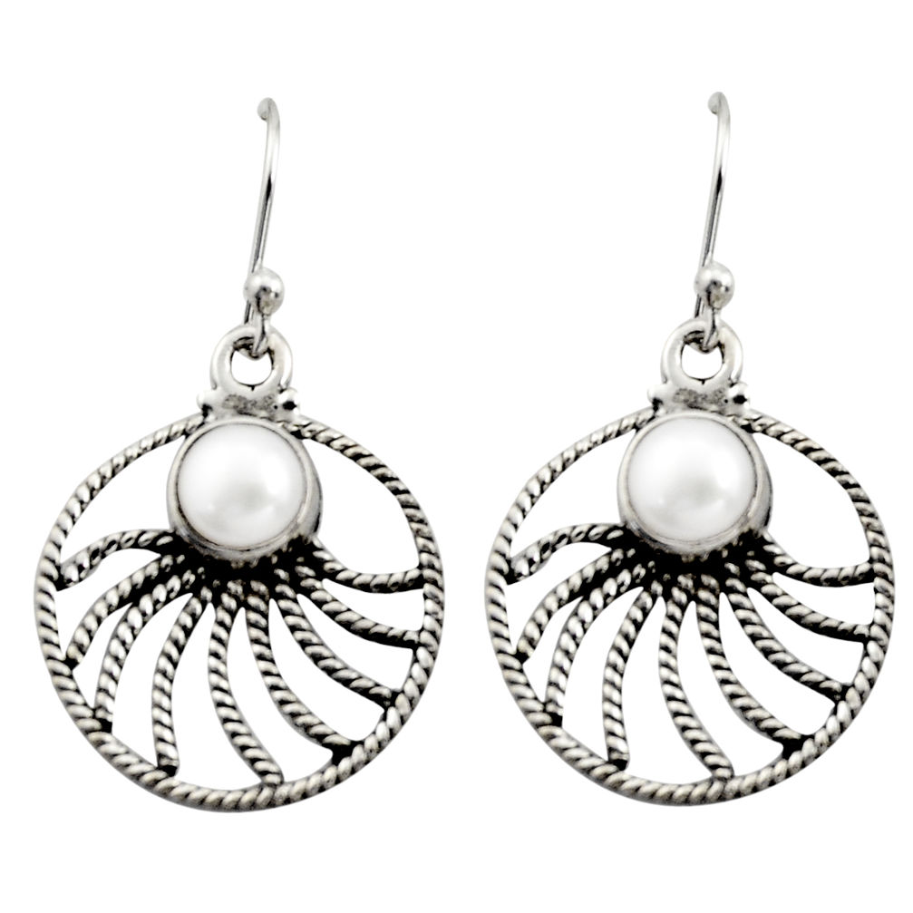 2.72cts natural white pearl 925 sterling silver dangle earrings jewelry r13482