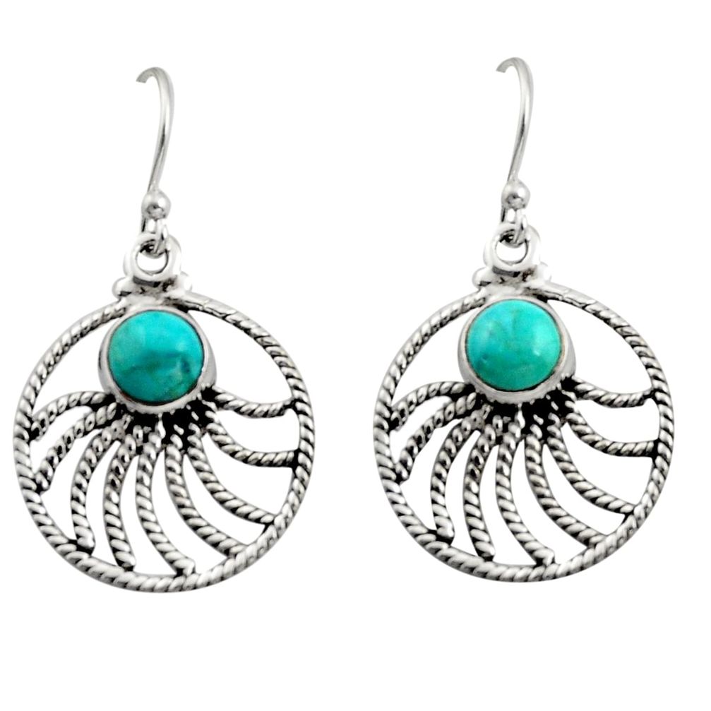 2.72cts blue arizona mohave turquoise 925 sterling silver dangle earrings r13488