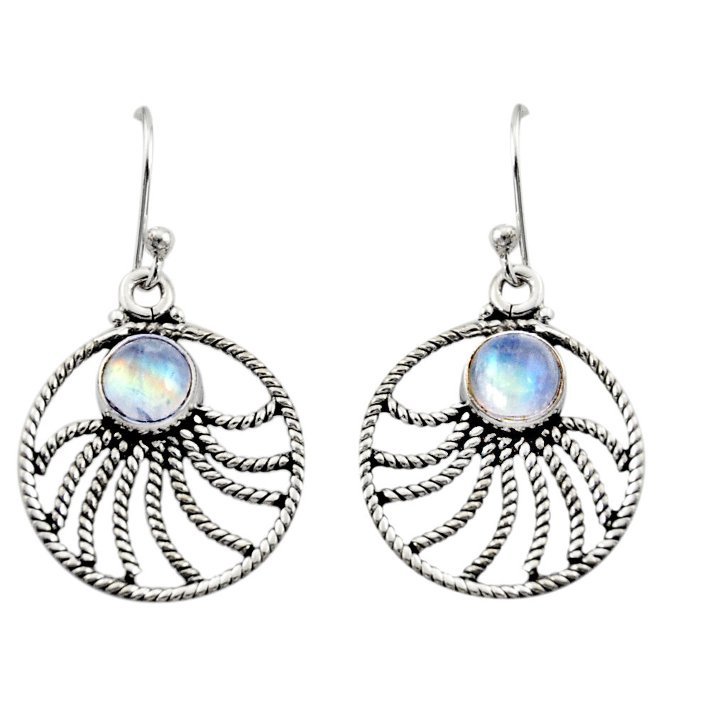 2.72cts natural rainbow moonstone 925 sterling silver dangle earrings r13489