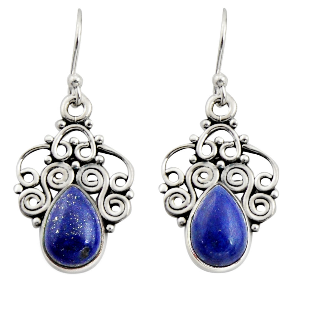 5.11cts natural blue lapis lazuli 925 sterling silver dangle earrings r13491