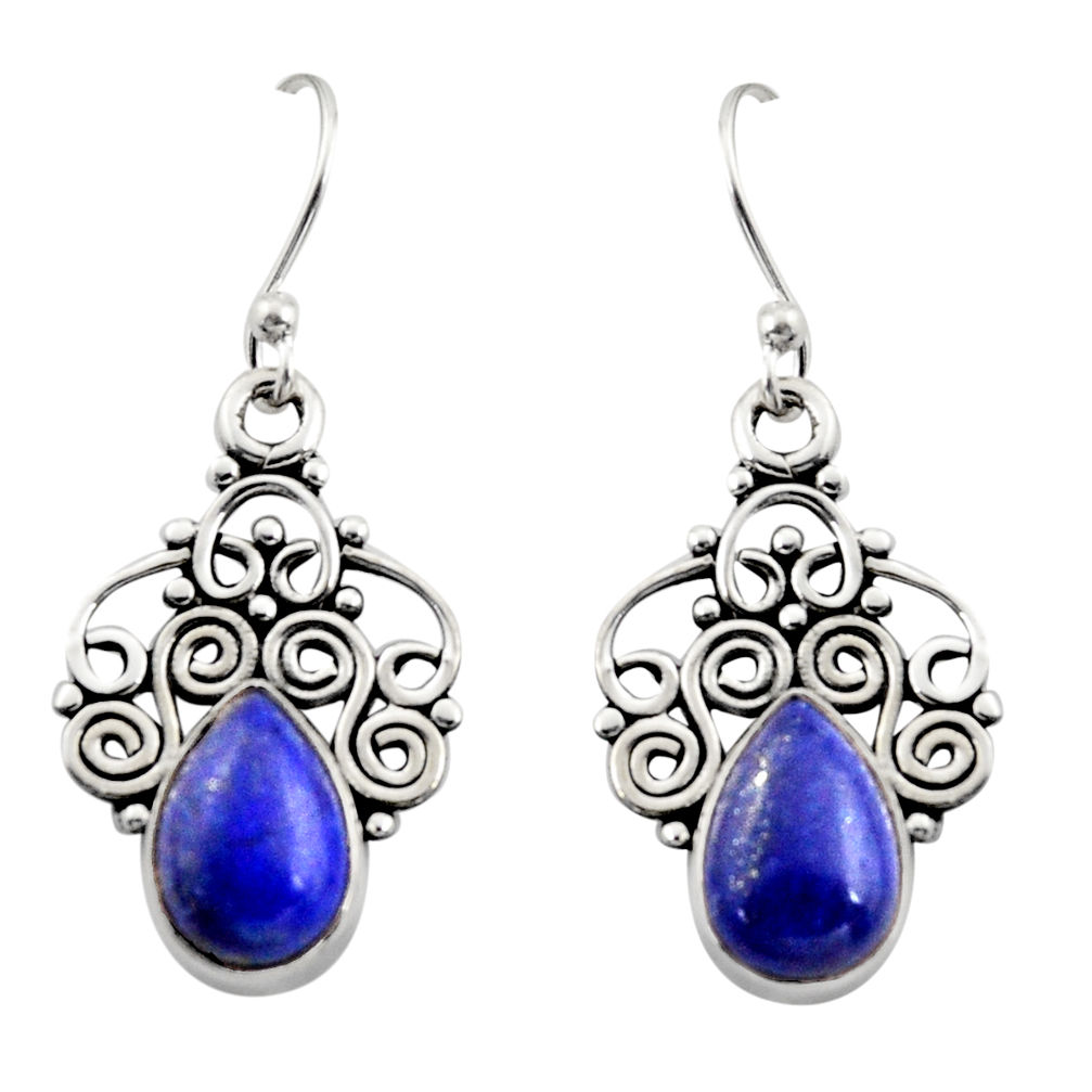 5.11cts natural blue lapis lazuli 925 sterling silver dangle earrings r13492