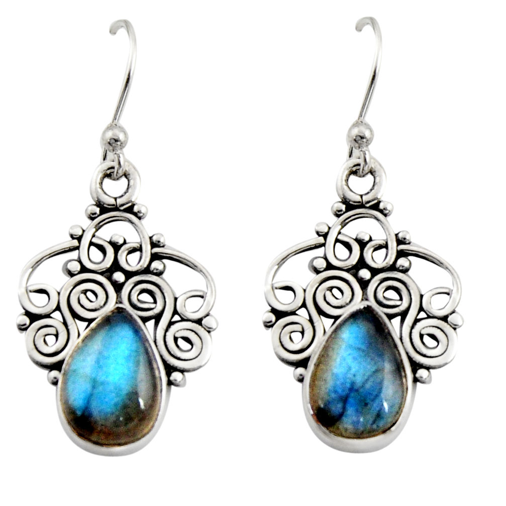 925 sterling silver 5.23cts natural blue labradorite dangle earrings r13499