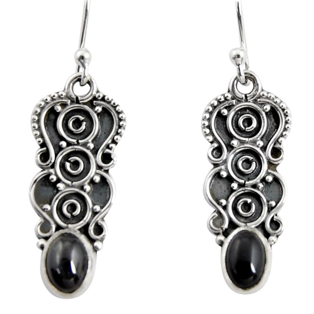 3.29cts natural black onyx 925 sterling silver dangle earrings jewelry r13834