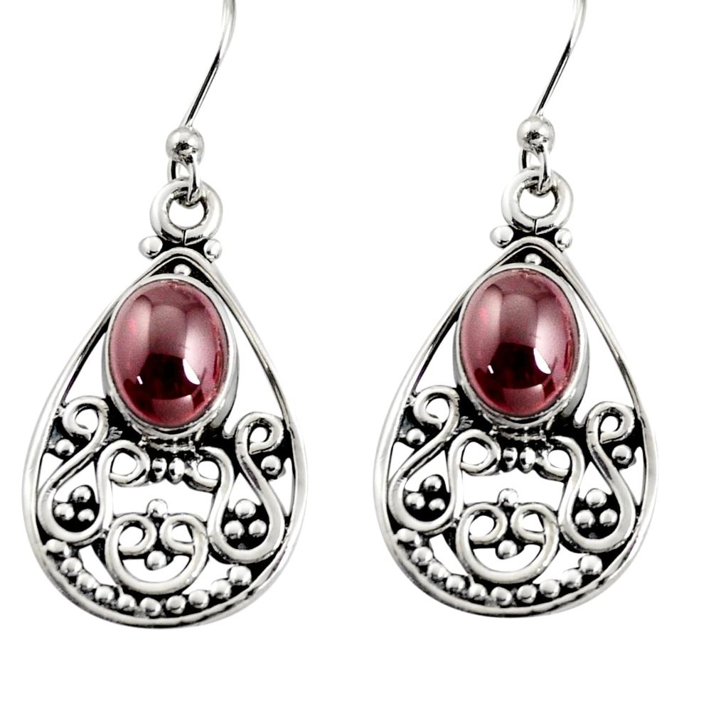 4.52cts natural red garnet 925 sterling silver dangle earrings jewelry r13849