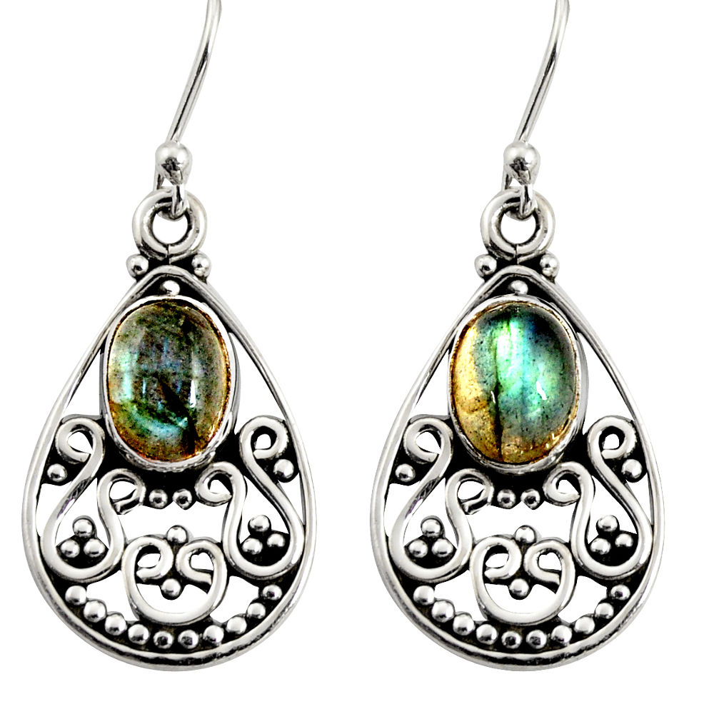 4.74cts natural blue labradorite 925 sterling silver dangle earrings r13858