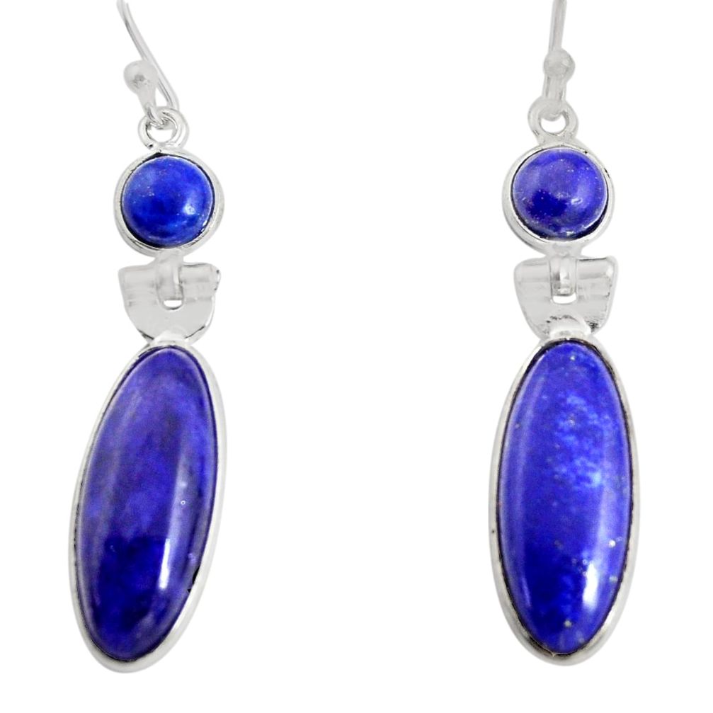 925 sterling silver 13.60cts natural blue sapphire dangle earrings r13867