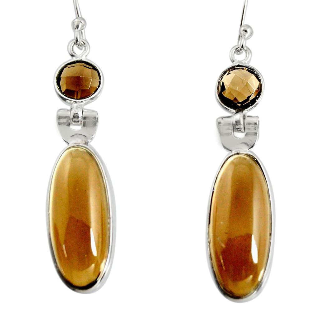 15.28cts brown smoky topaz 925 sterling silver dangle earrings jewelry r13872