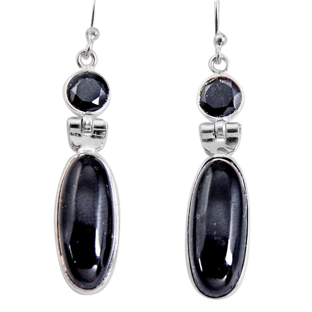 925 sterling silver 15.89cts natural black onyx dangle earrings jewelry r13880