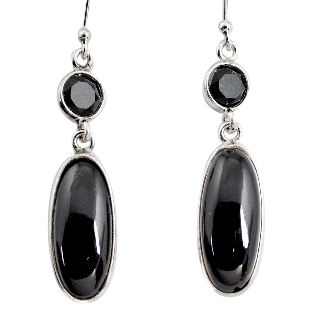 12.96cts natural black onyx 925 sterling silver dangle earrings jewelry r13895